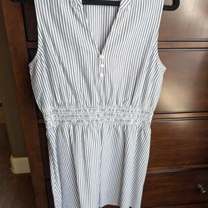 Market & Spruce Navy and White Pinstripe Sleeveless Dress